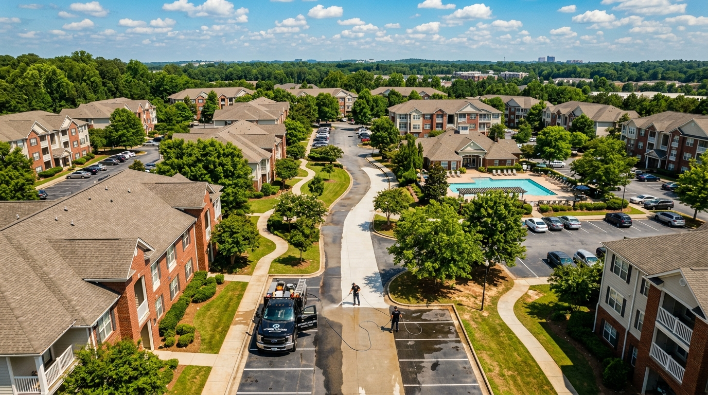 Aerial view of A&M servicing a large metro Atlanta property